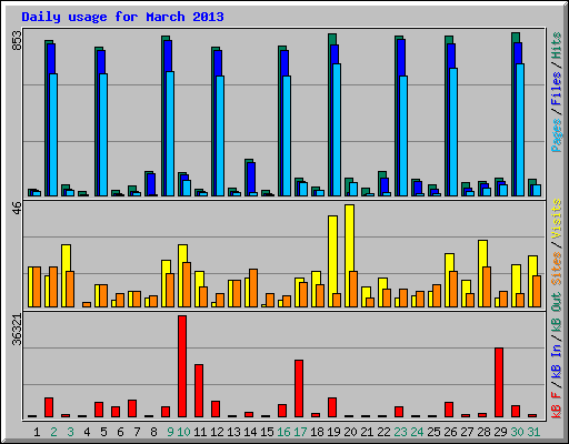Daily usage for March 2013