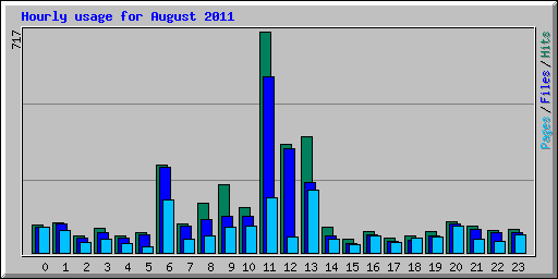 Hourly usage for August 2011