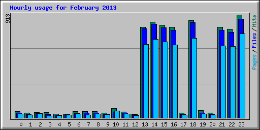 Hourly usage for February 2013